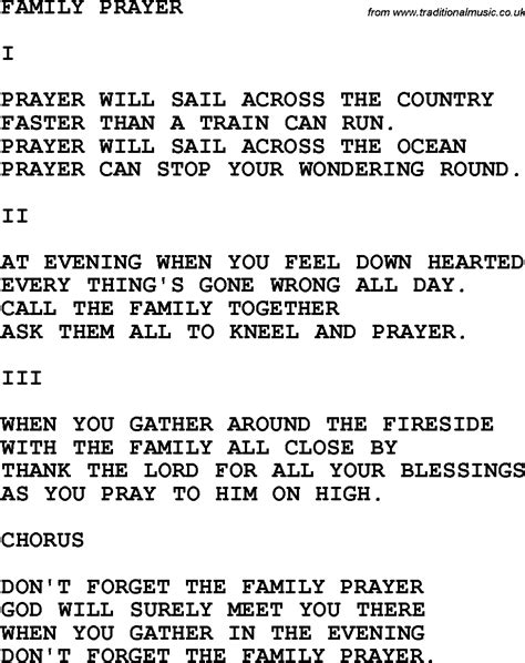 don't forget the family prayer lyrics